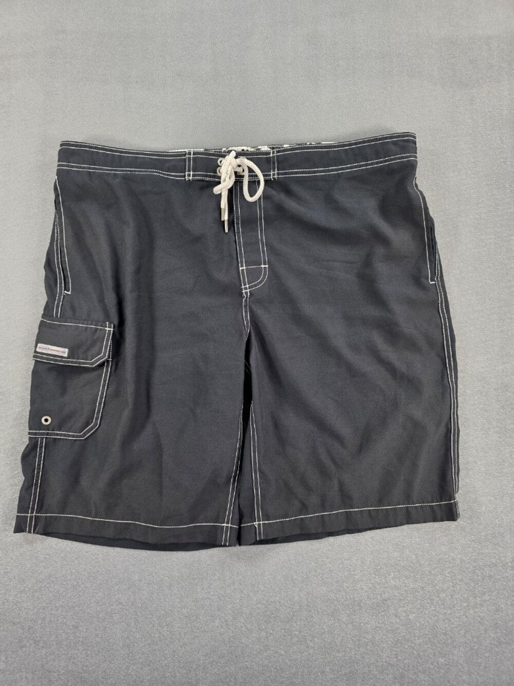 Black Brown Men's Large Black Board Shorts Swim Trunks Cargo 10" Inseam